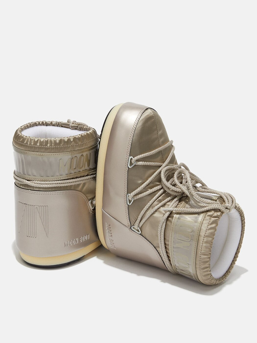Śniegowce damskie Moon Boot ICON LOW GLANCE PLATINUM SATIN BOOTS