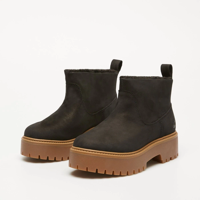 Timberland STONE STREET MID WARM LINED BOOT BLACK NUBUCK Botki damskie