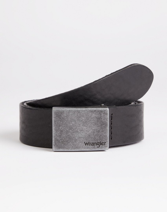 Pasek skórzany męski WRANGLER PLATE BUCKLE BELT BLACK