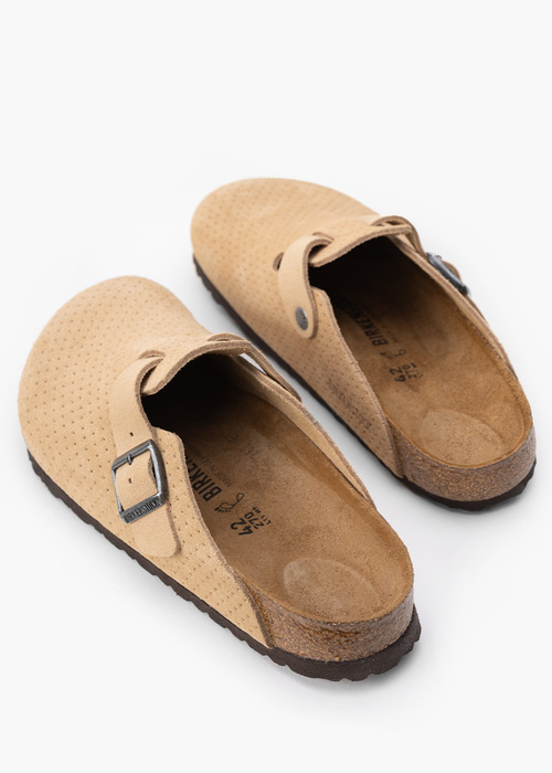 BIRKENSTOCK BOSTON LEVE DOTTED NEW BEIGE Klapki męskie