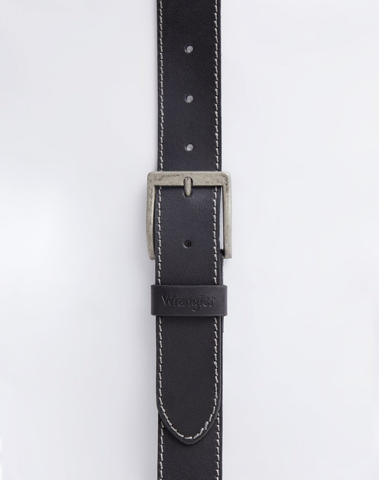 Pasek skórzany męski WRANGLER STITCHED BELT BLACK
