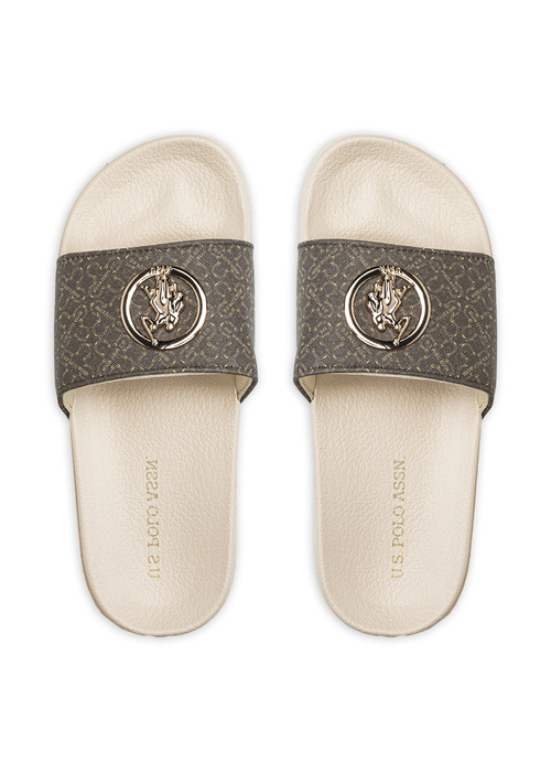 Klapki damskie beżowe U.S. Polo ASSN. IVY001-DBR