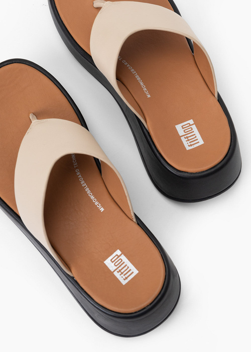 Japonki damskie FITFLOP F-MODE LEATHER FLATFORM TOE-POST SANDALS