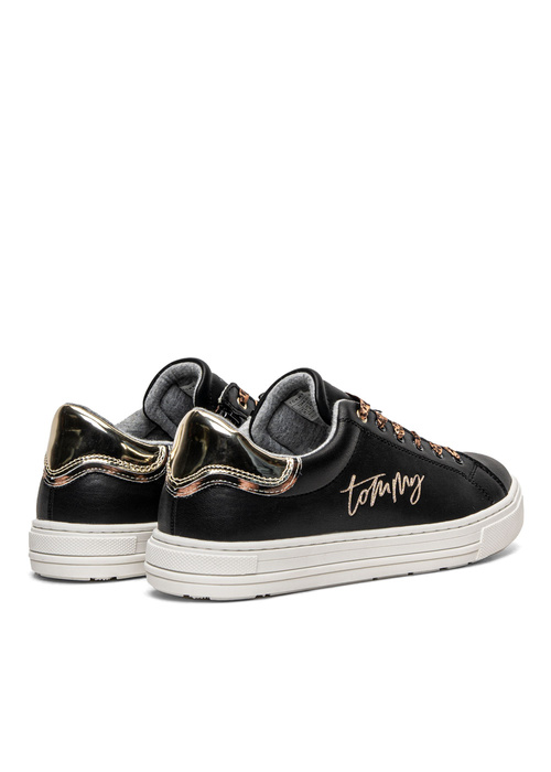 Buty sneakersy z suwakiem dziecięce Tommy Hilfiger Low Cut Lace-Up Czarny/Złoty