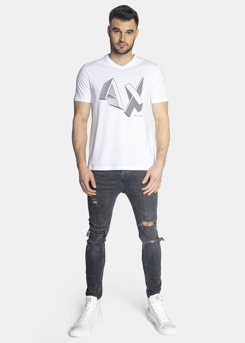 Koszulka męska biała Armani Exchange 3LZTBB ZJ6QZ 1100
