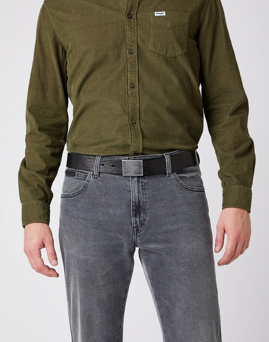Pasek skórzany męski WRANGLER PLATE BUCKLE BELT BLACK