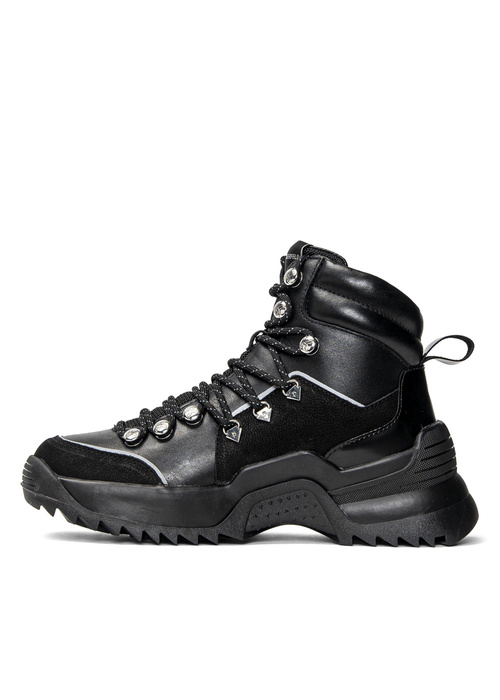 Trapery damskie czarne Karl Lagerfeld QUEST Krosslace Mid Boot
