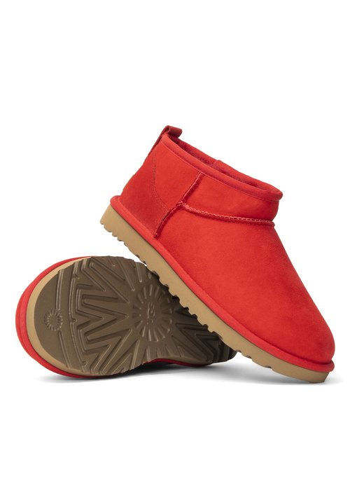 Buty zimowe damskie czerwone UGG W Classic Ultra Mini