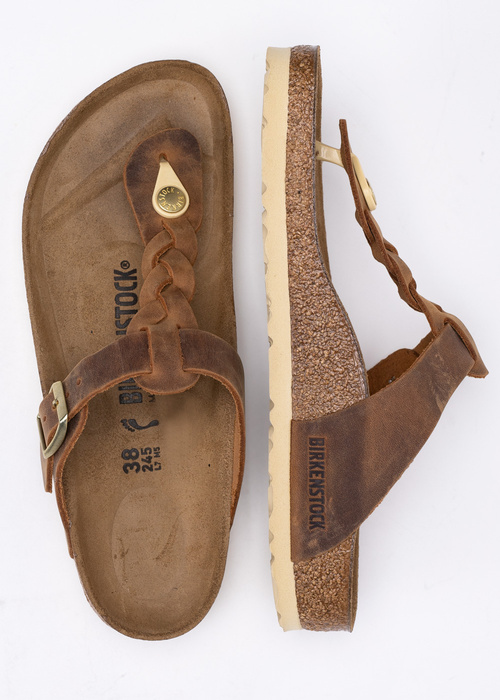 Japonki damskie brązowe Birkenstock Gizeh Braided