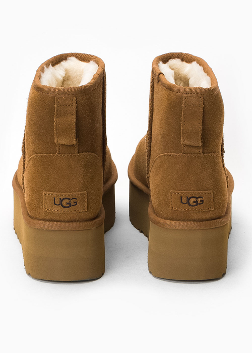 Buty zimowe damskie brązowe UGG W CLASSIC MINI PLATFORM