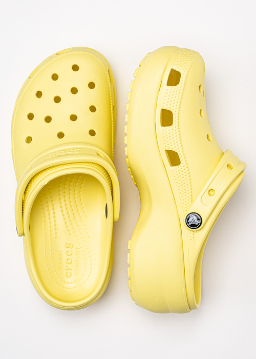 Klapki damskie żółte Crocs Classic Platform Clog