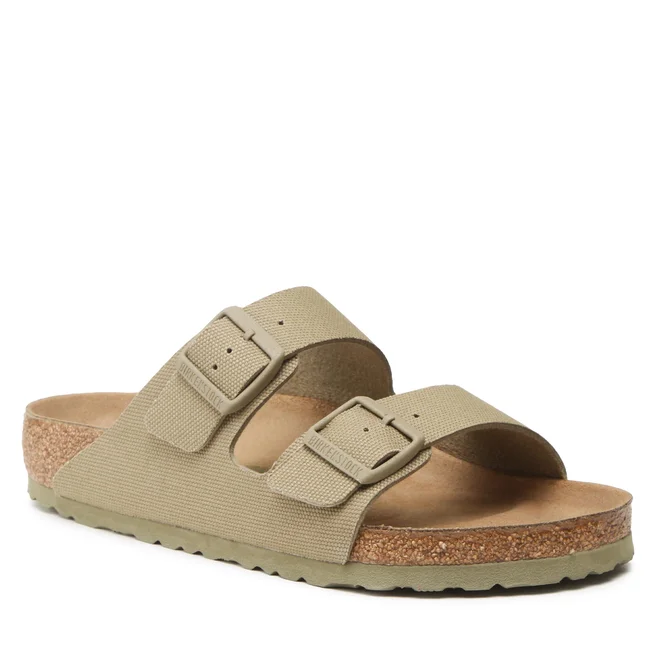 Klapki męskie BIRKENSTOCK ARIZONA TEX CANVAS FADED KHAKI VEG