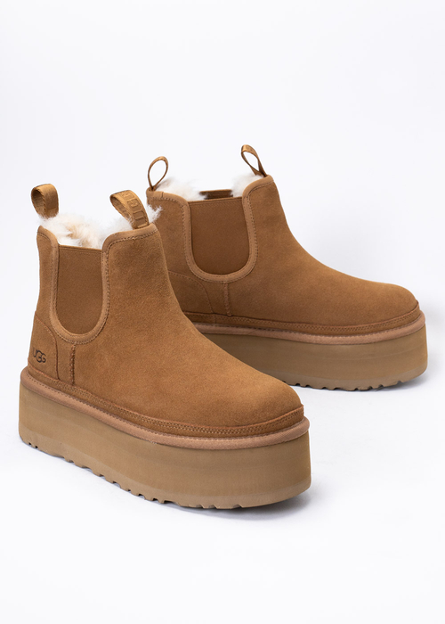 Sztyblety damskie brązowe UGG W NEUMEL PLATFORM CHELSEA