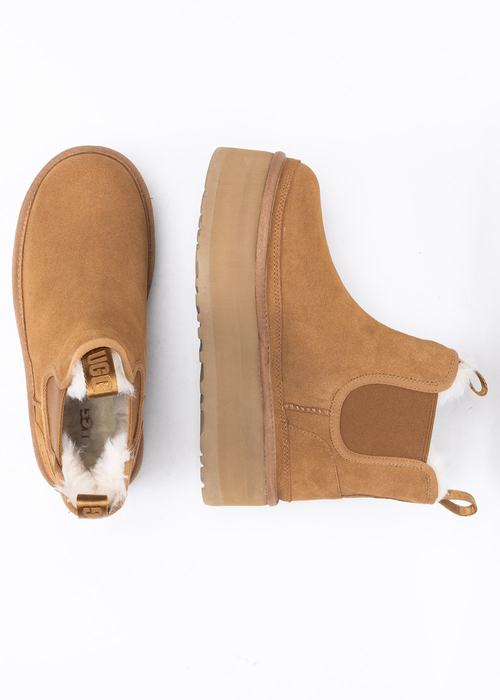 Sztyblety damskie brązowe UGG W NEUMEL PLATFORM CHELSEA